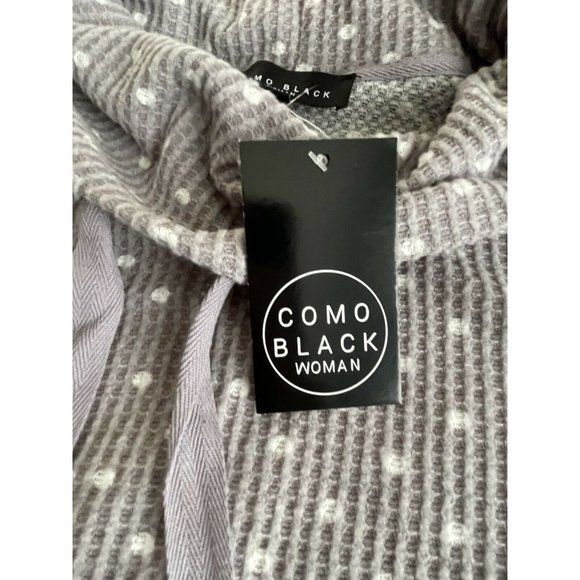 🌹Women’s Sweatshirt Size 3X Como Black Long Sleeve Cowl Neck Polka Dots Grey - Picture 6 of 12
